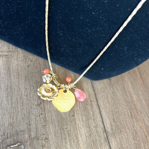 Gennaro Gold Coral Charm Statement Necklace